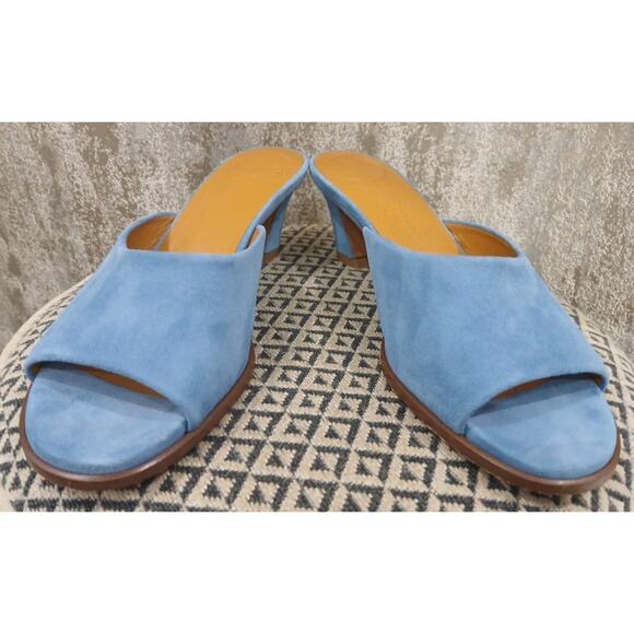 Chloe Oli‎ Blue Suede Mule Sandal Women's Size 37  1/2 US 7 - Picture 3 of 9